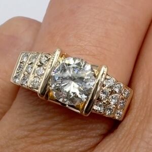 GORGEOUS!!! .90ctw NATURAL Round Diamond Ring Tension Set 14k - 5.67g, sz 6.5